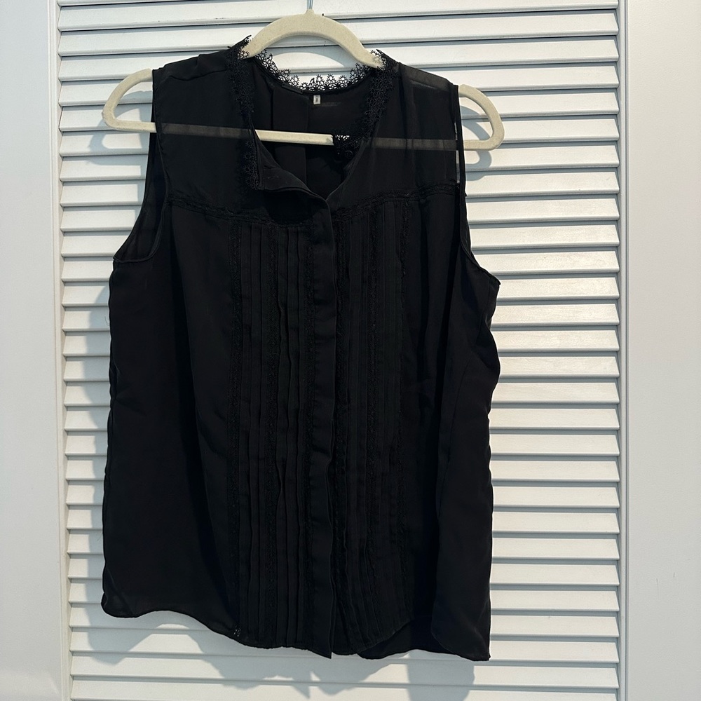 Elie Tahari Black Top with Lace Detail